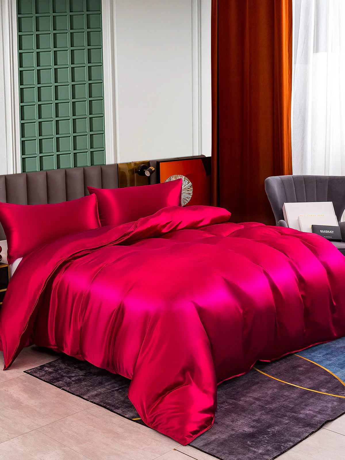 25Momme 3Pcs Silk Set Duvet Cover+2x Pillowcases - Image 16
