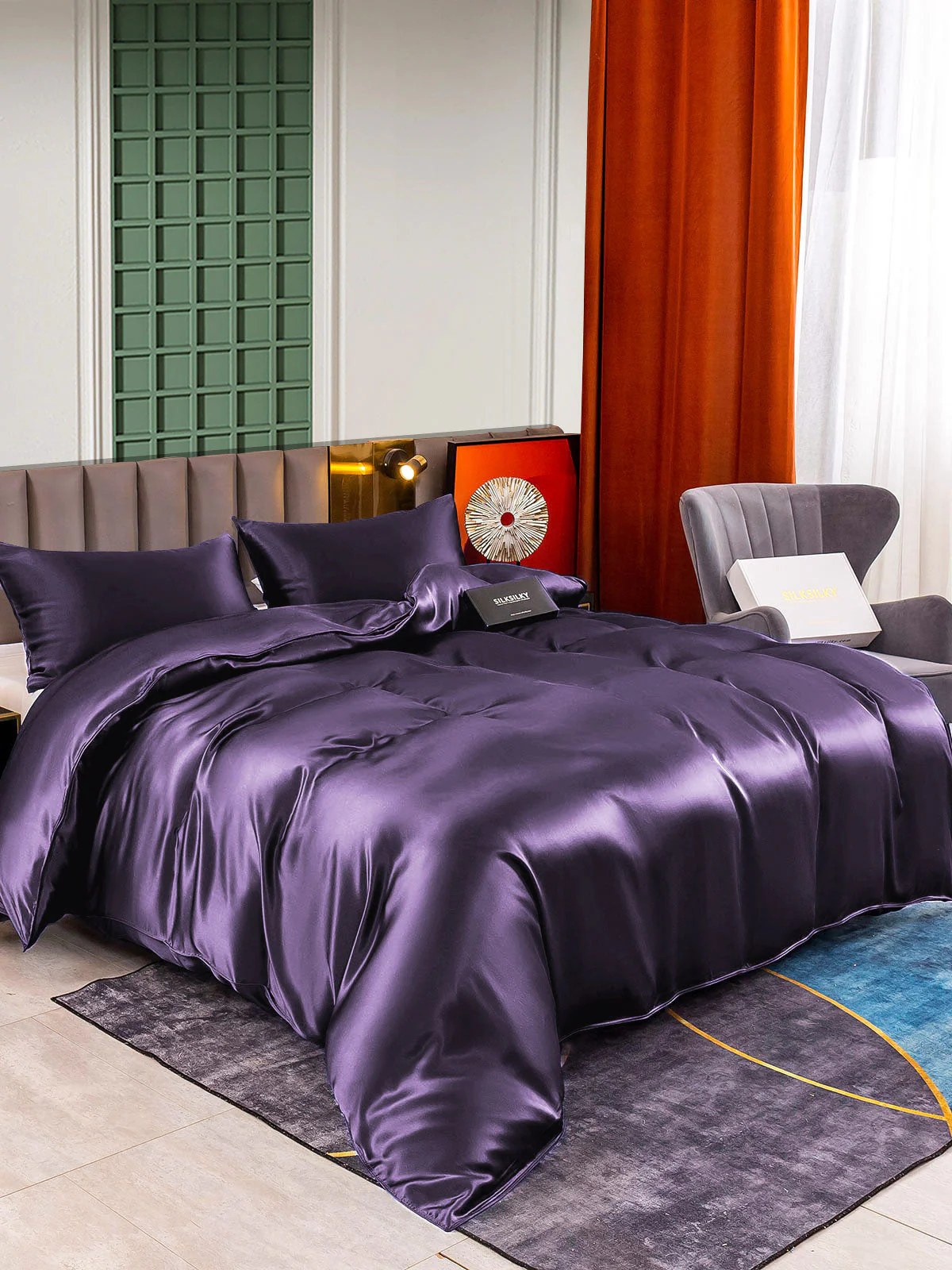 25Momme 3Pcs Silk Set Duvet Cover+2x Pillowcases - Image 21
