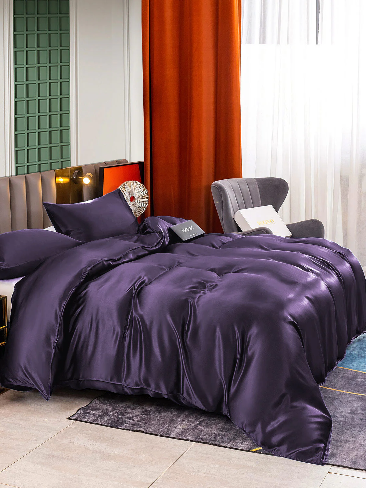 25Momme 3Pcs Silk Set Duvet Cover+2x Pillowcases - Image 23