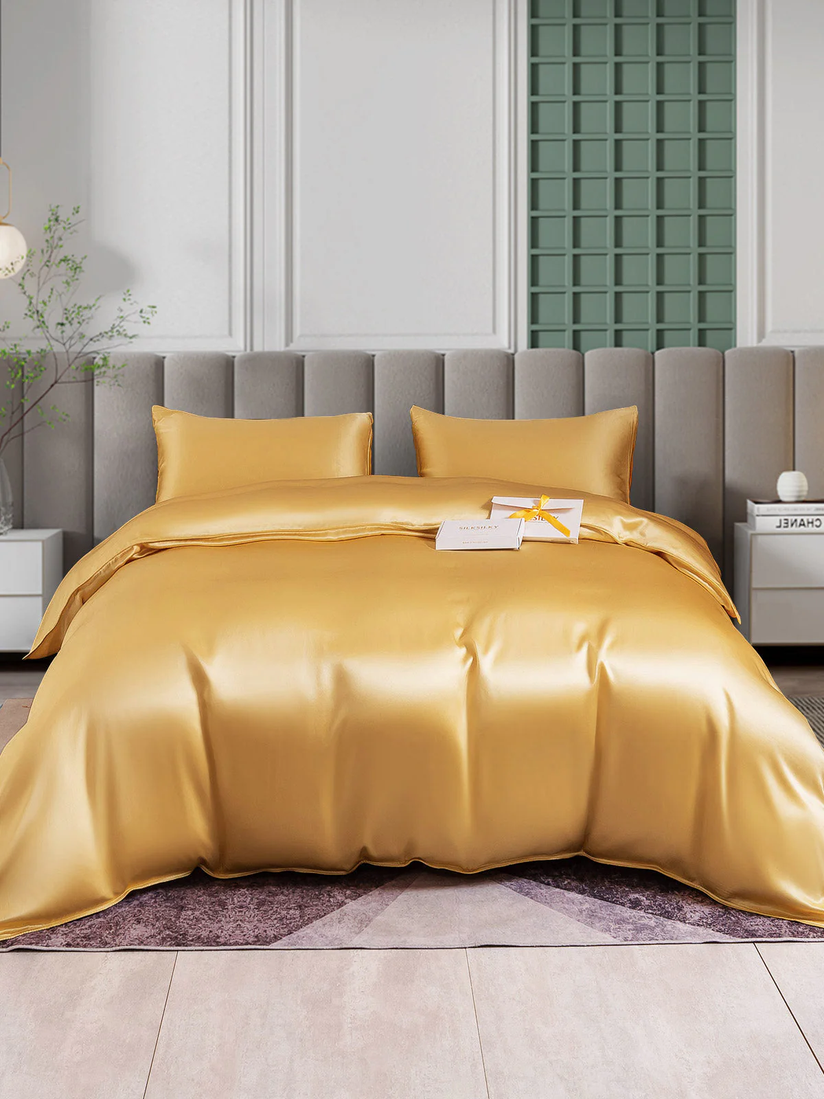 25Momme 3Pcs Silk Set Duvet Cover+2x Pillowcases - Image 27