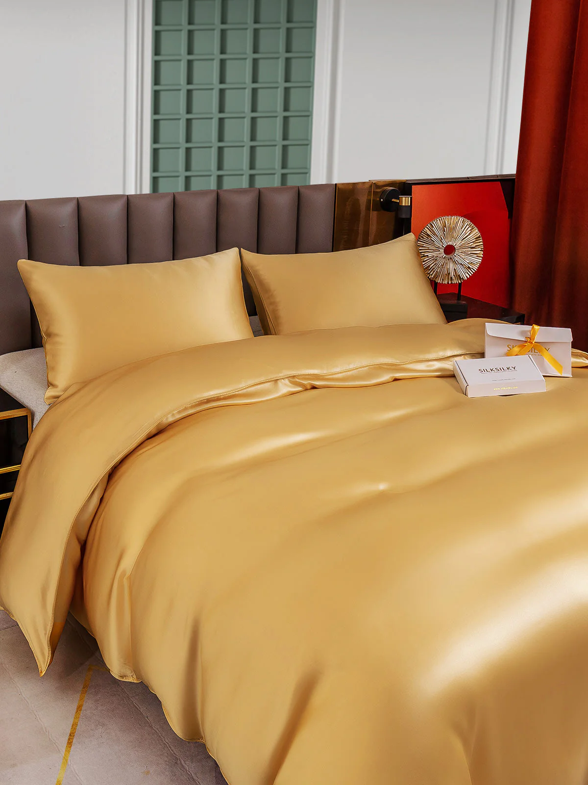 25Momme 3Pcs Silk Set Duvet Cover+2x Pillowcases - Image 28