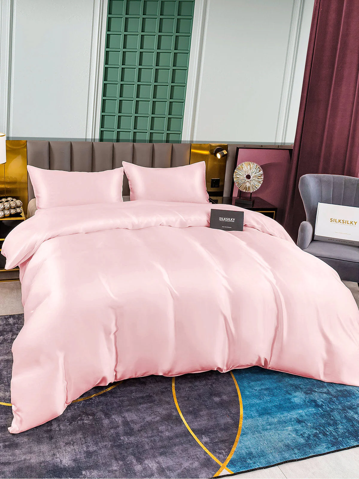 25Momme 3Pcs Silk Set Duvet Cover+2x Pillowcases - Image 38