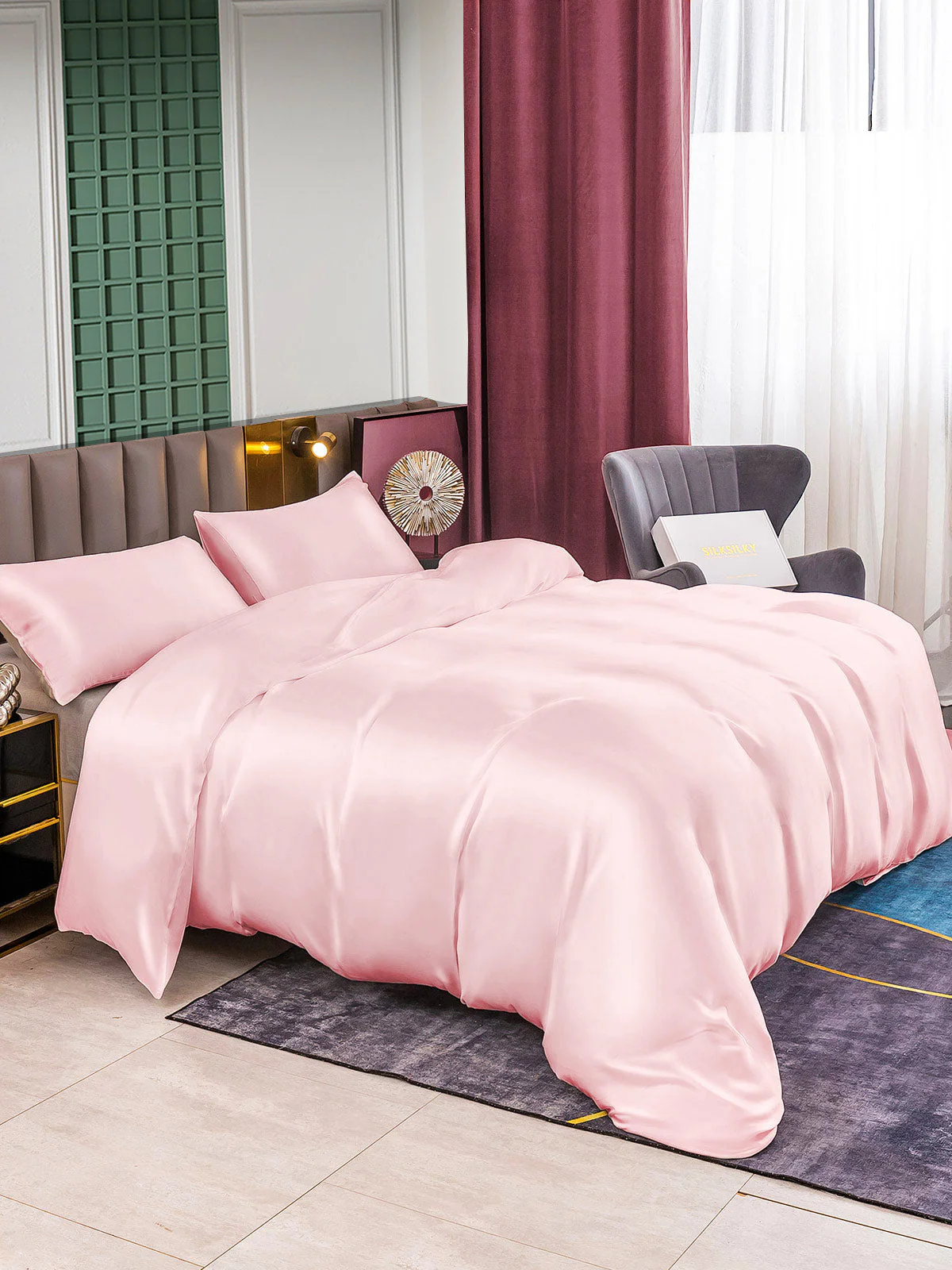 25Momme 3Pcs Silk Set Duvet Cover+2x Pillowcases - Image 39