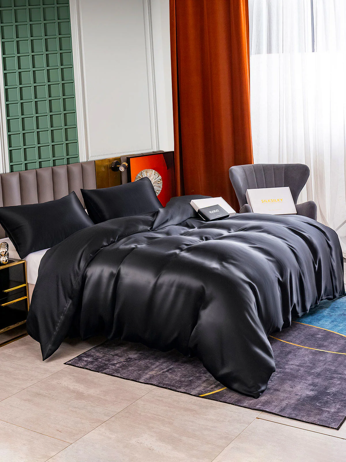 25Momme 3Pcs Silk Set Duvet Cover+2x Pillowcases - Image 4