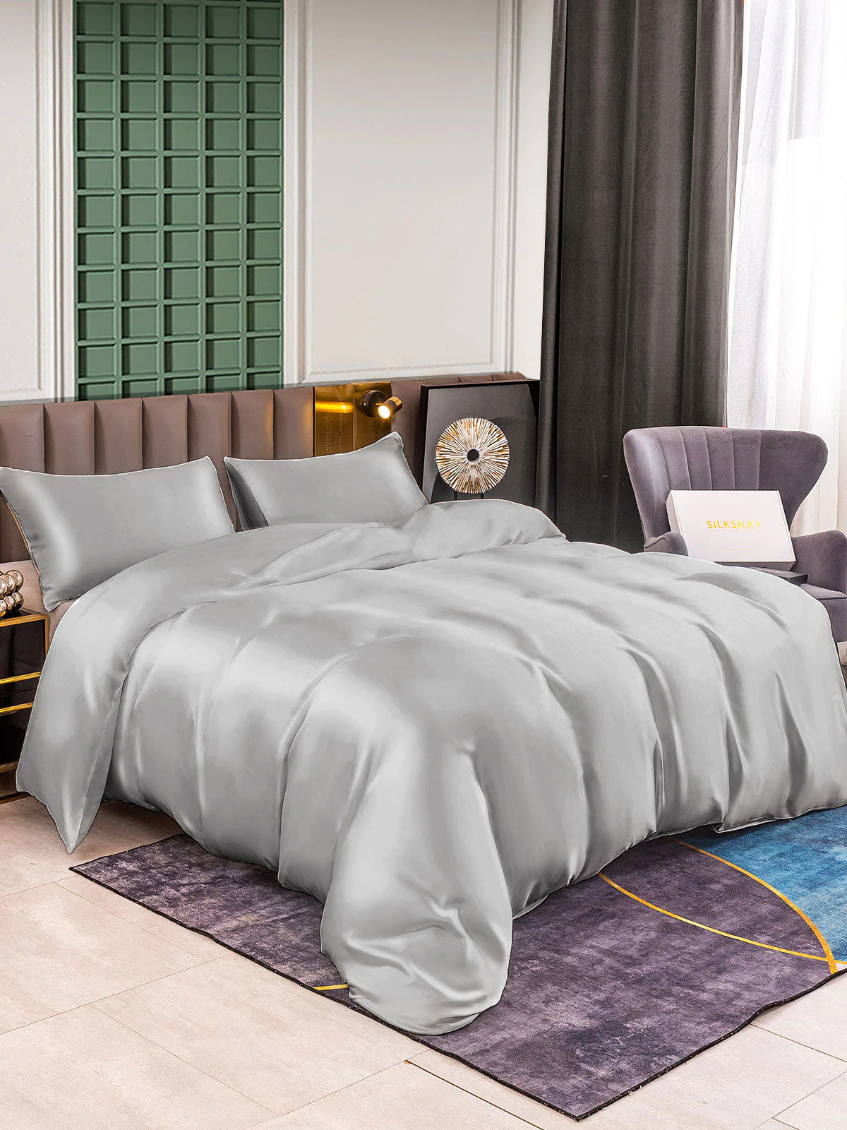 25Momme 3Pcs Silk Set Duvet Cover+2x Pillowcases - Image 40