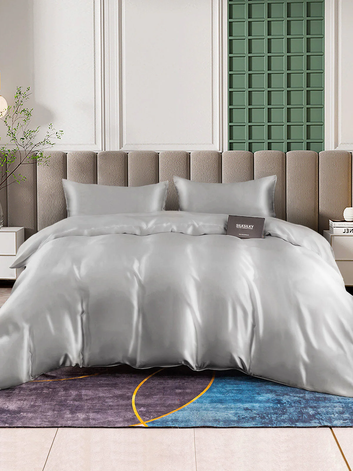 25Momme 3Pcs Silk Set Duvet Cover+2x Pillowcases - Image 41
