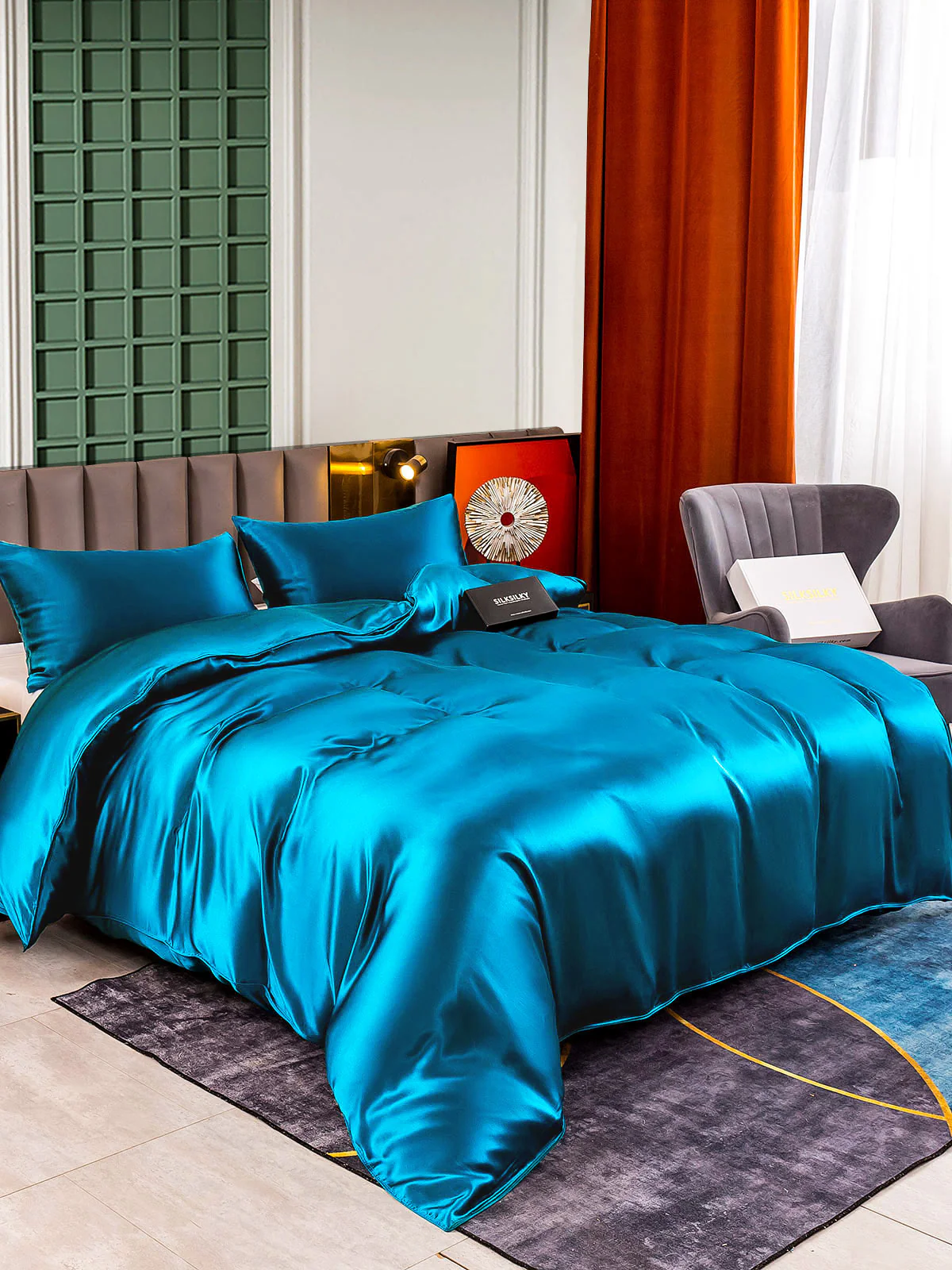 25Momme 3Pcs Silk Set Duvet Cover+2x Pillowcases - Image 44