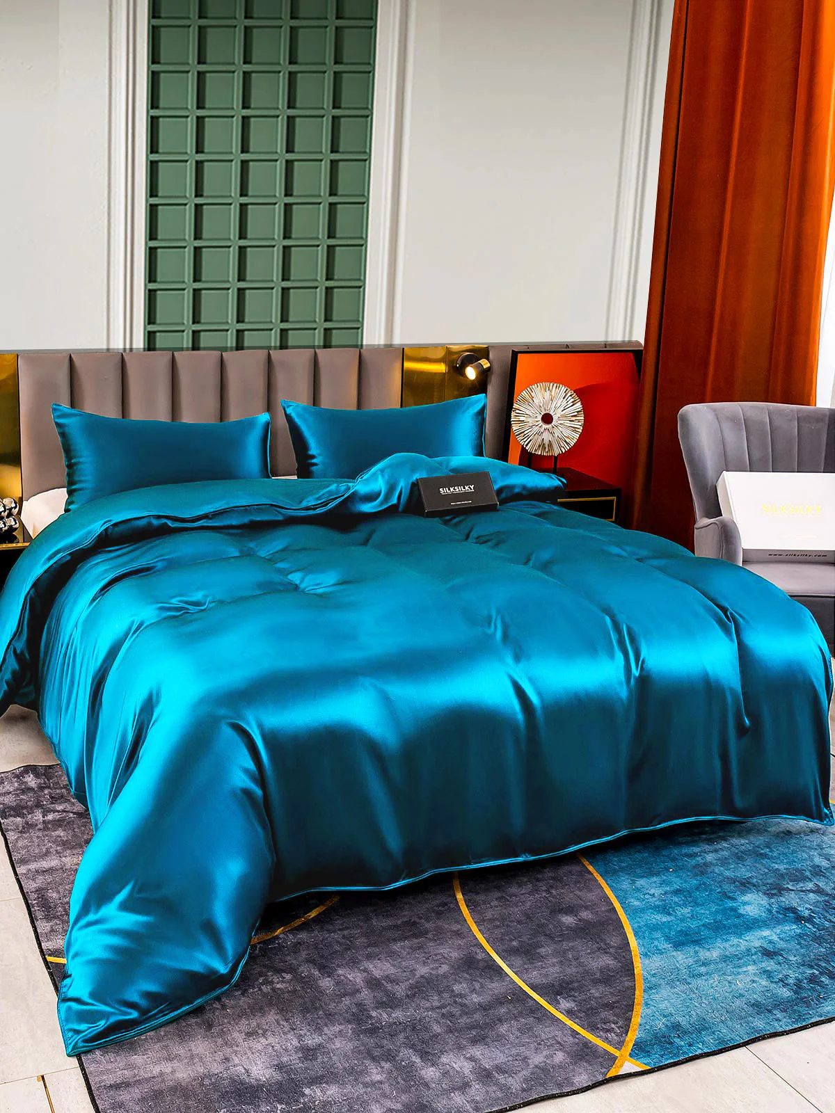 25Momme 3Pcs Silk Set Duvet Cover+2x Pillowcases - Image 47