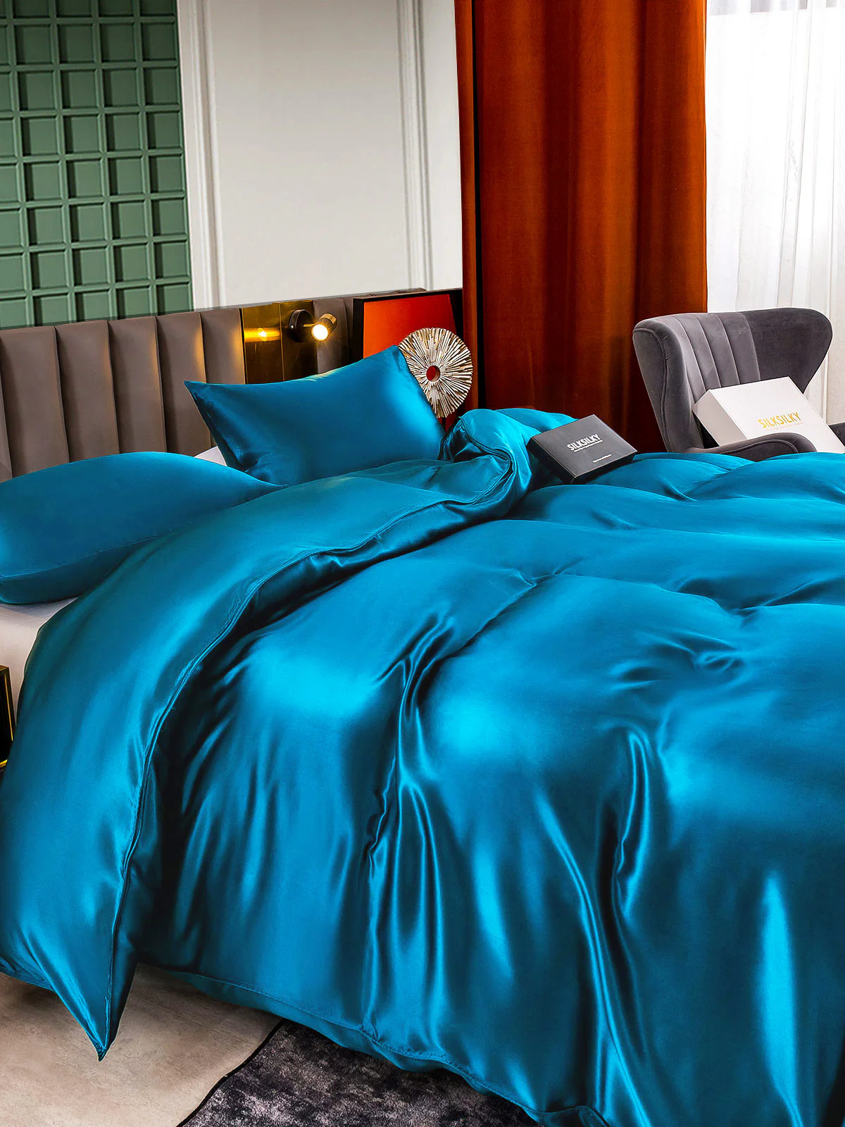 25Momme 3Pcs Silk Set Duvet Cover+2x Pillowcases - Image 48