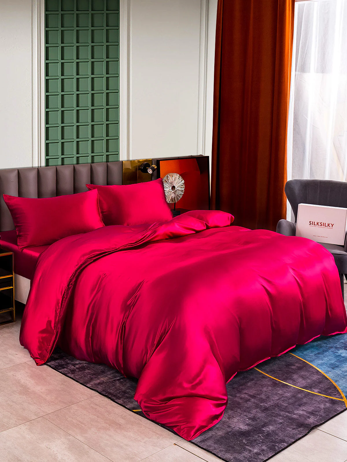 25Momme 4Pcs Silk Set Duvet Cover+Fitted Sheet+2x Pillowcases - Image 26