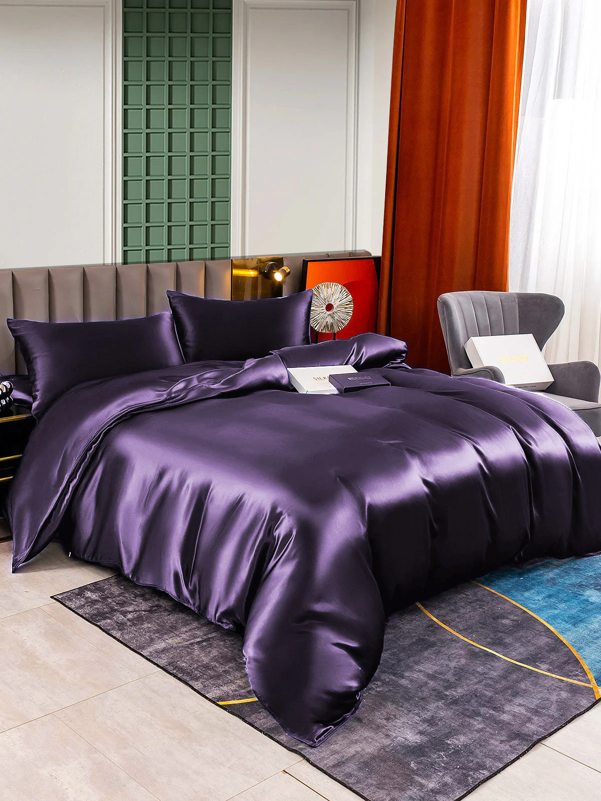 25Momme 4Pcs Silk Set Duvet Cover+Fitted Sheet+2x Pillowcases - Image 30