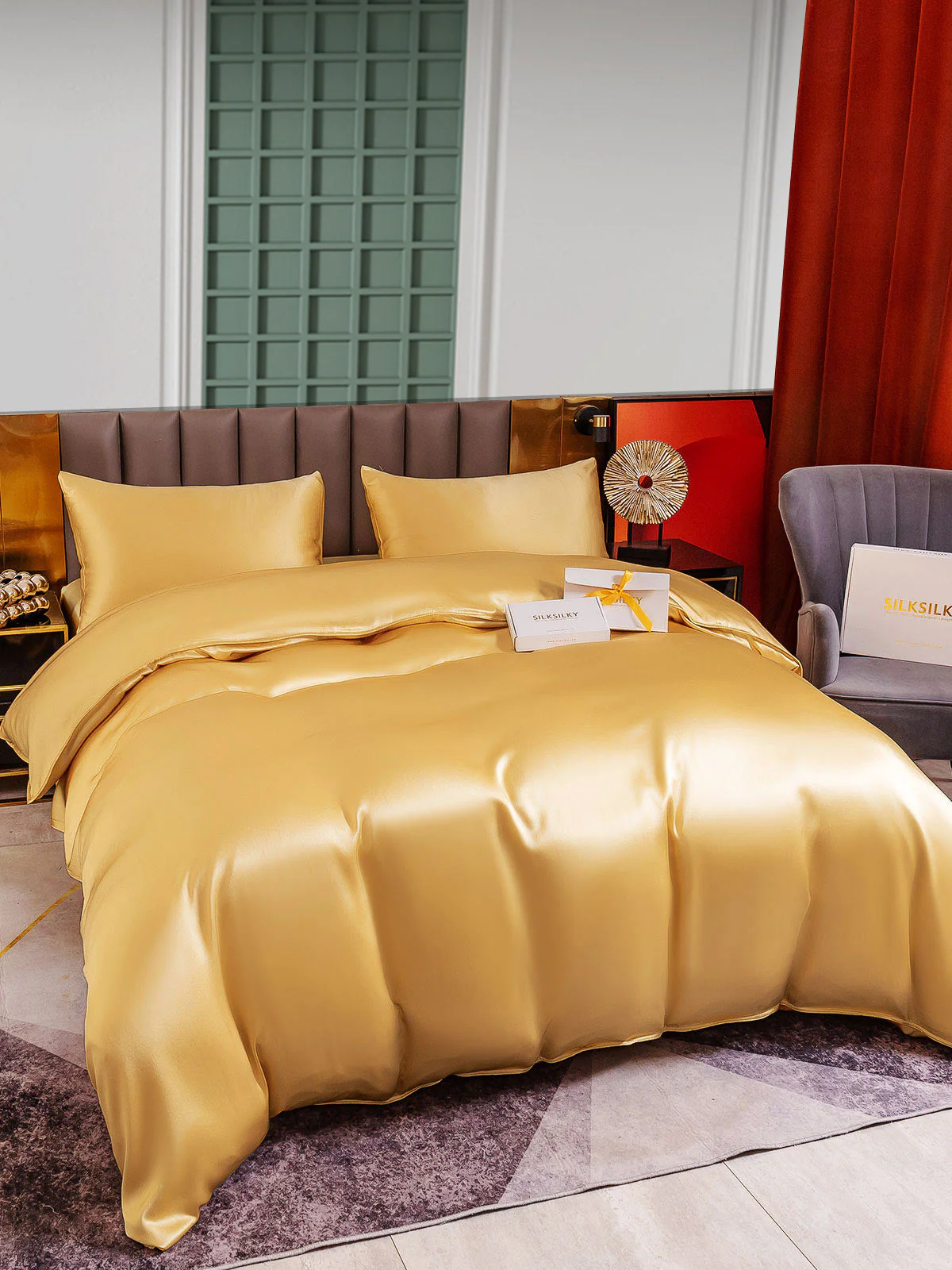 25Momme 4Pcs Silk Set Duvet Cover+Fitted Sheet+2x Pillowcases - Image 38