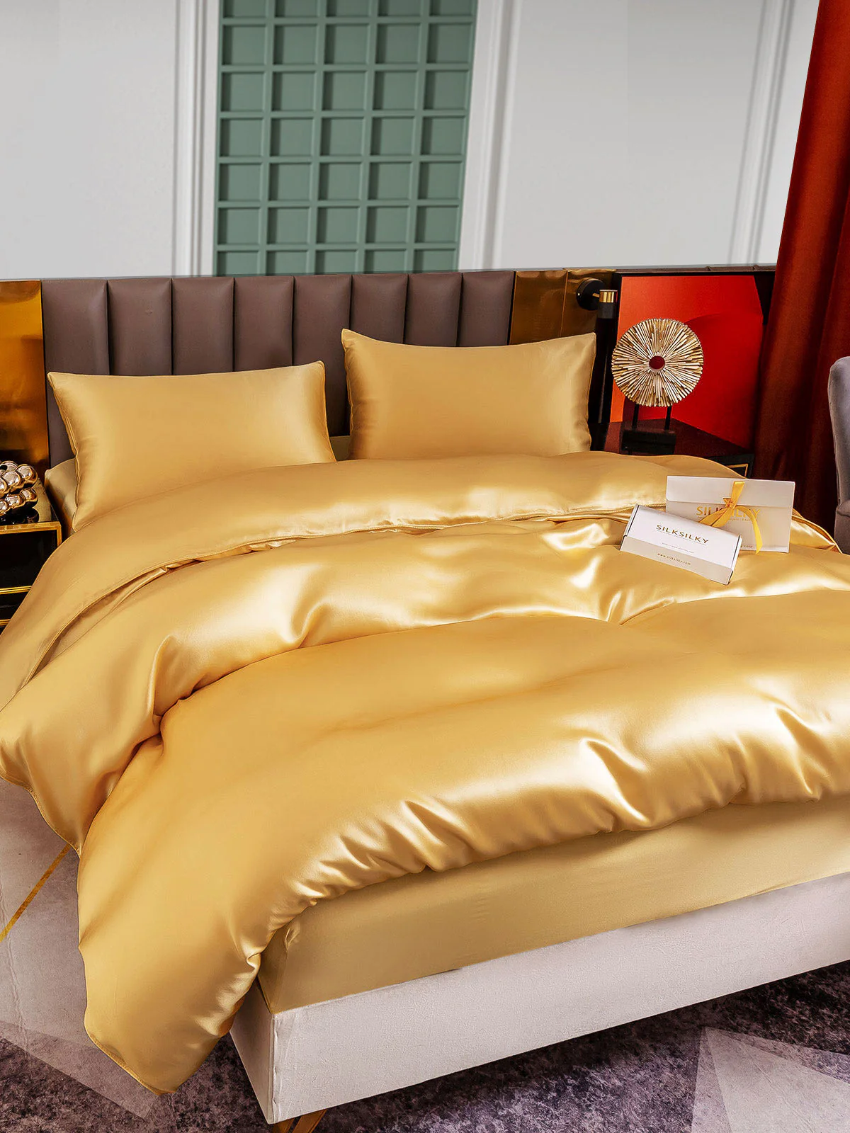 25Momme 4Pcs Silk Set Duvet Cover+Fitted Sheet+2x Pillowcases - Image 39