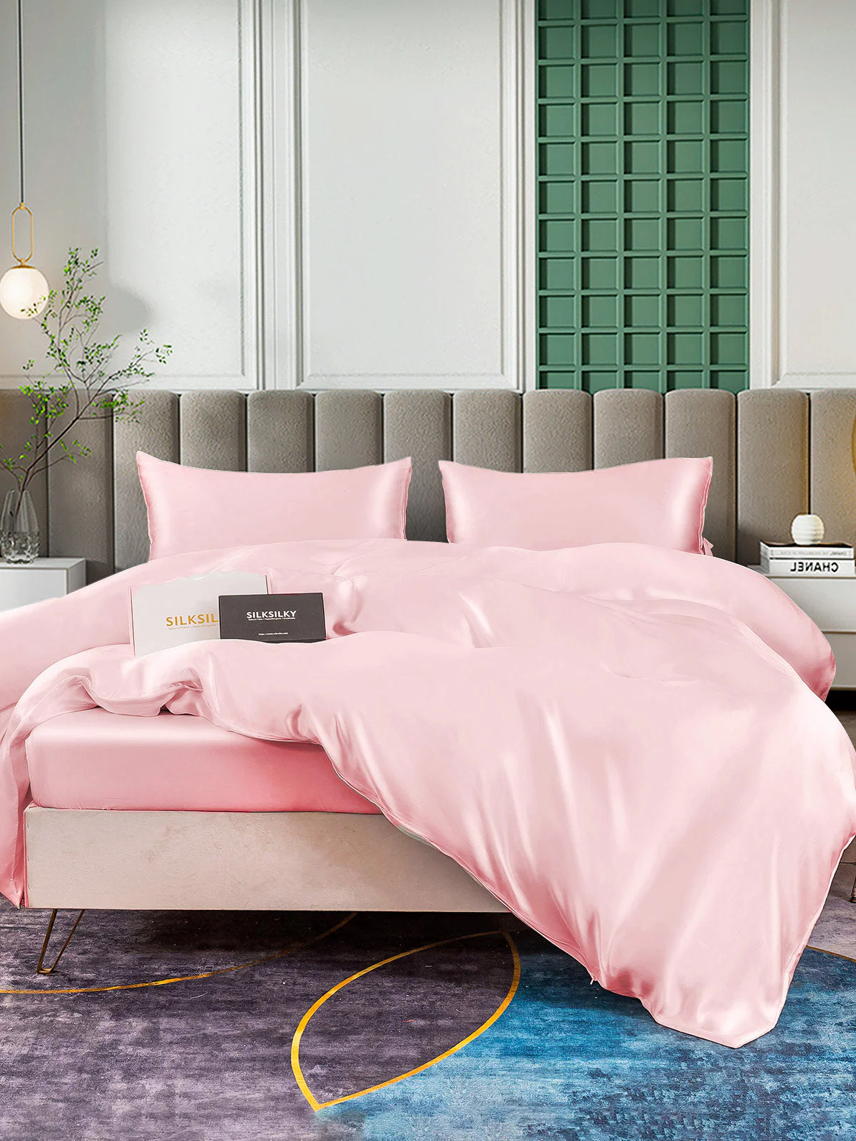 25Momme 4Pcs Silk Set Duvet Cover+Fitted Sheet+2x Pillowcases - Image 53