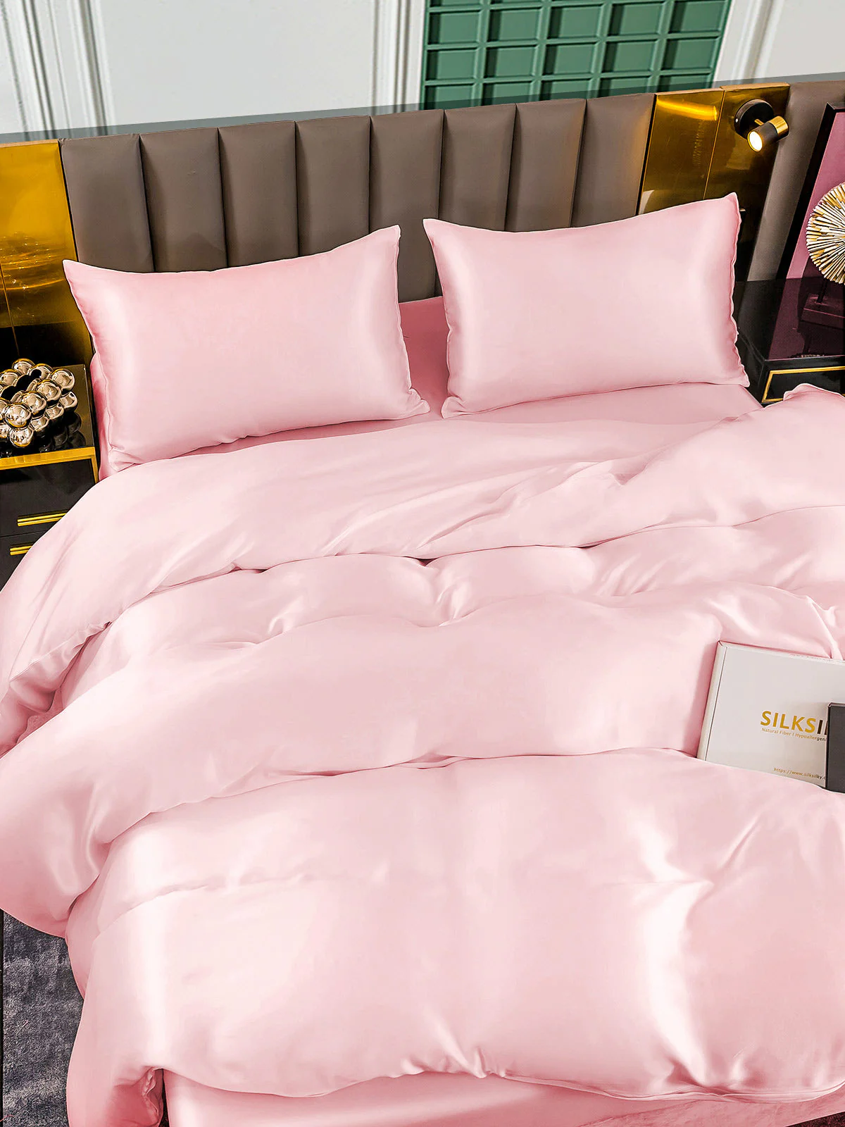 25Momme 4Pcs Silk Set Duvet Cover+Fitted Sheet+2x Pillowcases - Image 56
