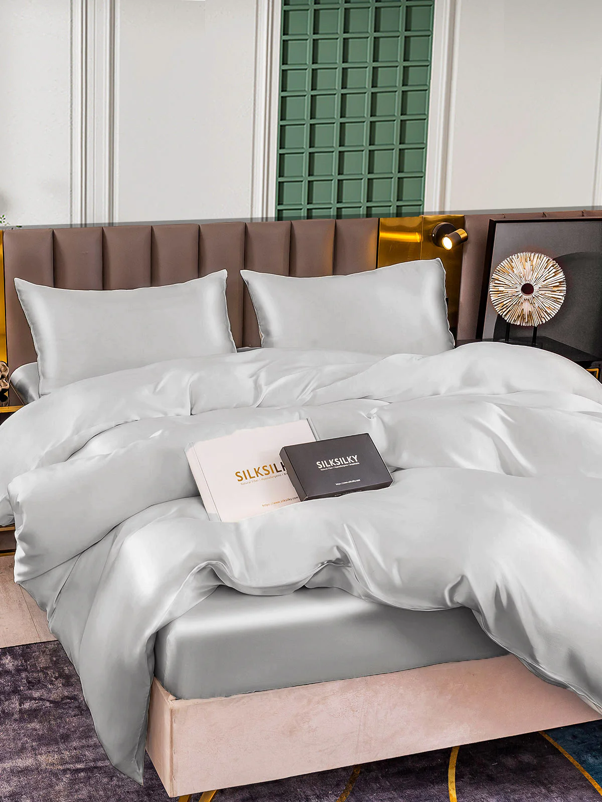 25Momme 4Pcs Silk Set Duvet Cover+Fitted Sheet+2x Pillowcases - Image 58