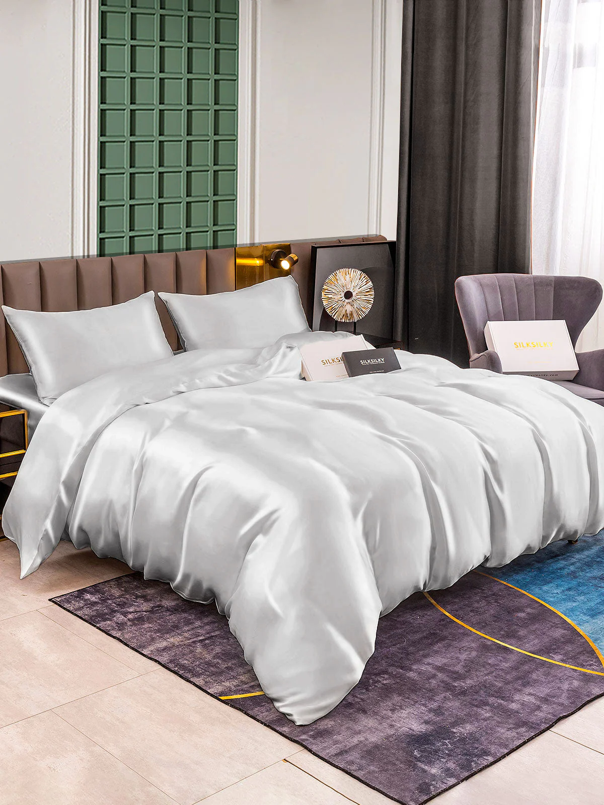 25Momme 4Pcs Silk Set Duvet Cover+Fitted Sheet+2x Pillowcases - Image 61