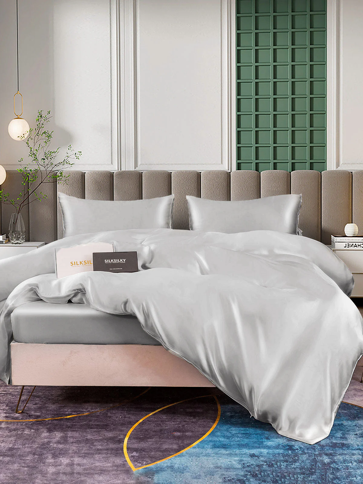 25Momme 4Pcs Silk Set Duvet Cover+Fitted Sheet+2x Pillowcases - Image 62