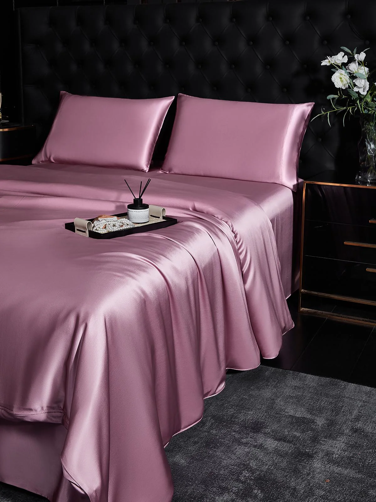 25Momme 4Pcs Silk Set Duvet Cover+Fitted Sheet+2x Pillowcases - Image 65