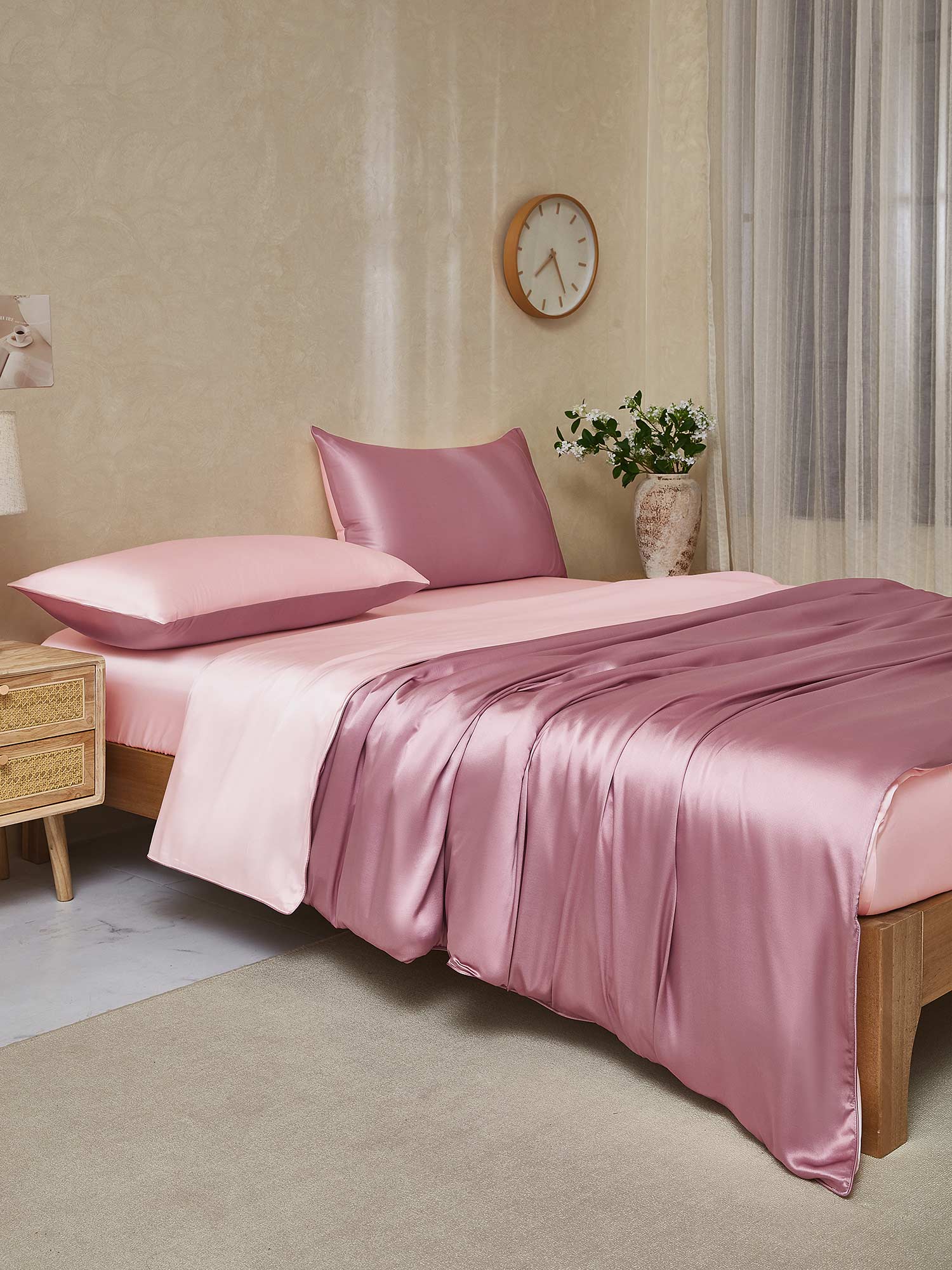 25Momme 4Pcs Silk Set Duvet Cover+Fitted Sheet+2x Pillowcases - Image 68