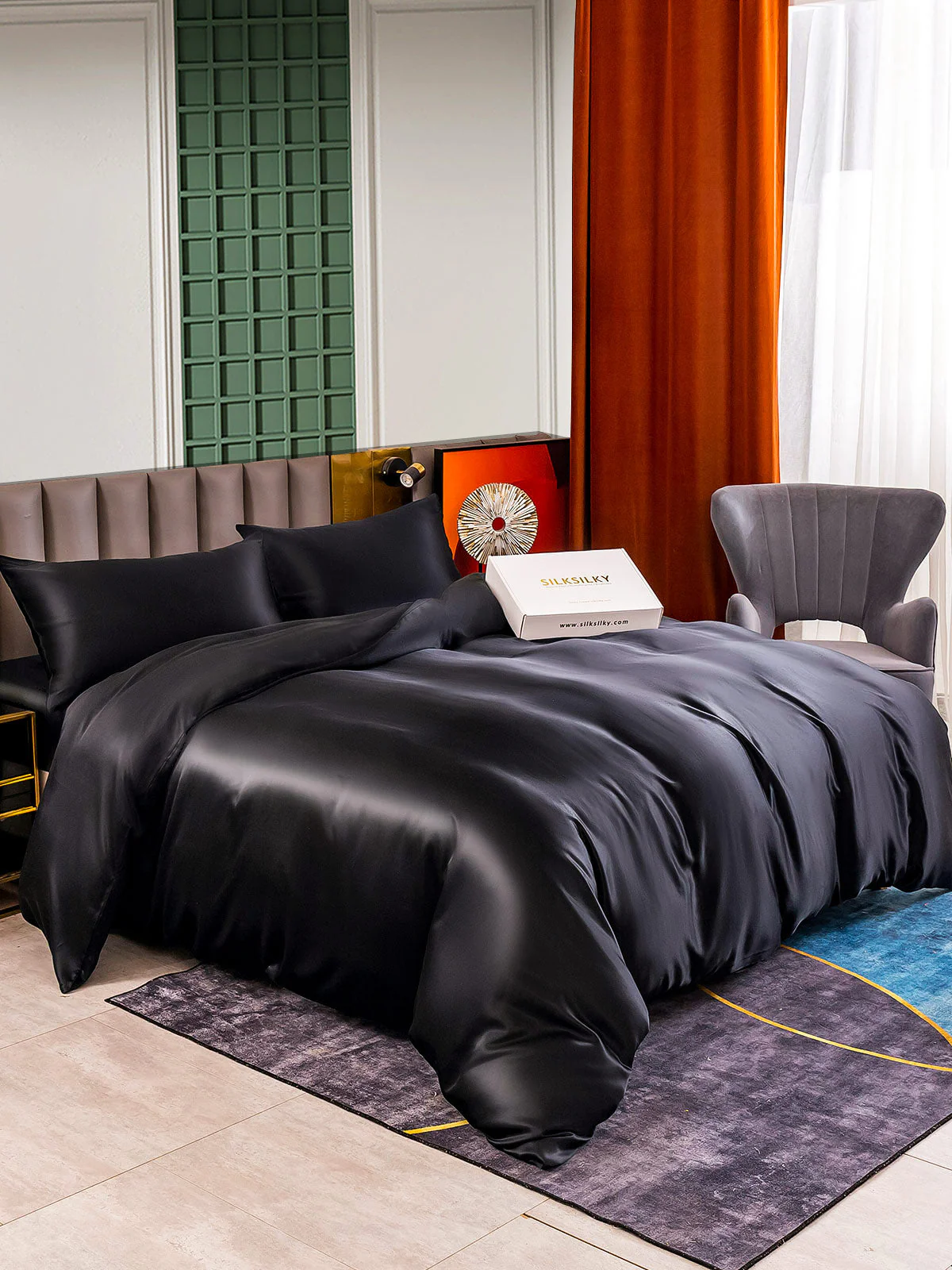 25Momme 4Pcs Silk Set Duvet Cover+Fitted Sheet+2x Pillowcases - Image 9