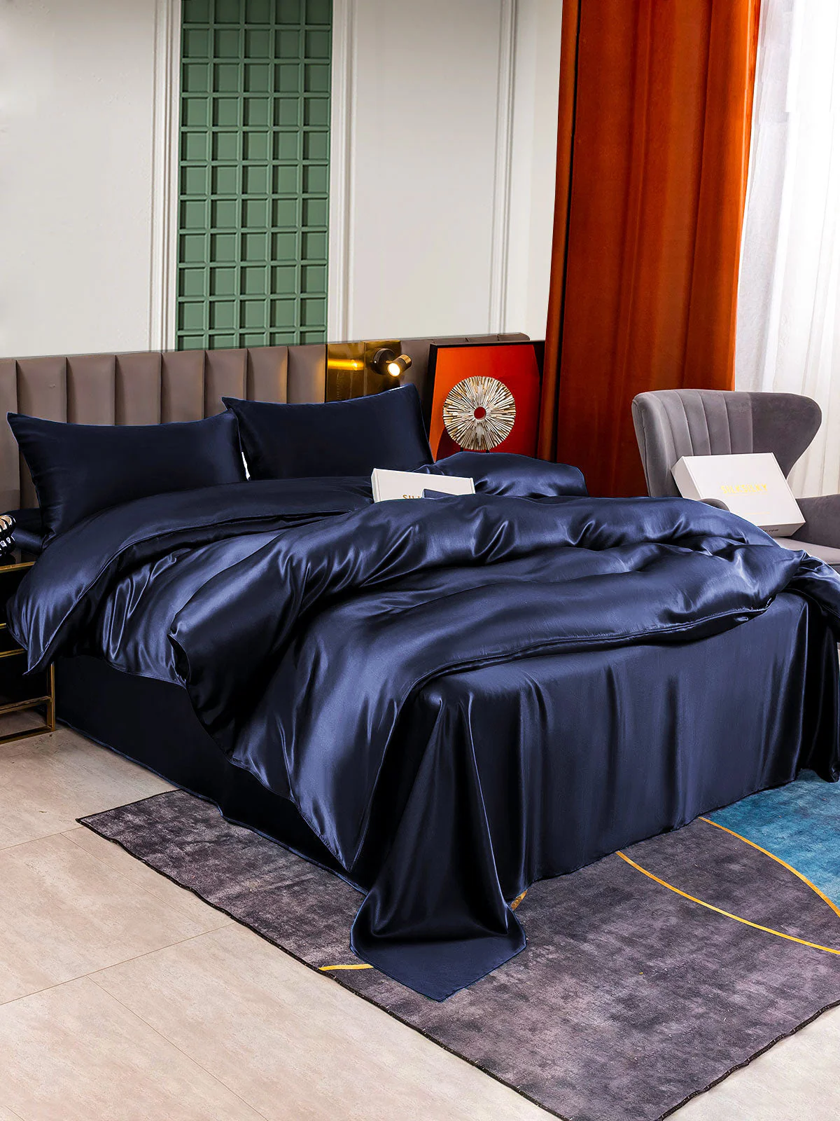 25Momme 4Pcs Silk Set Duvet Cover+Flat Sheet+2x Pillowcases - Image 12