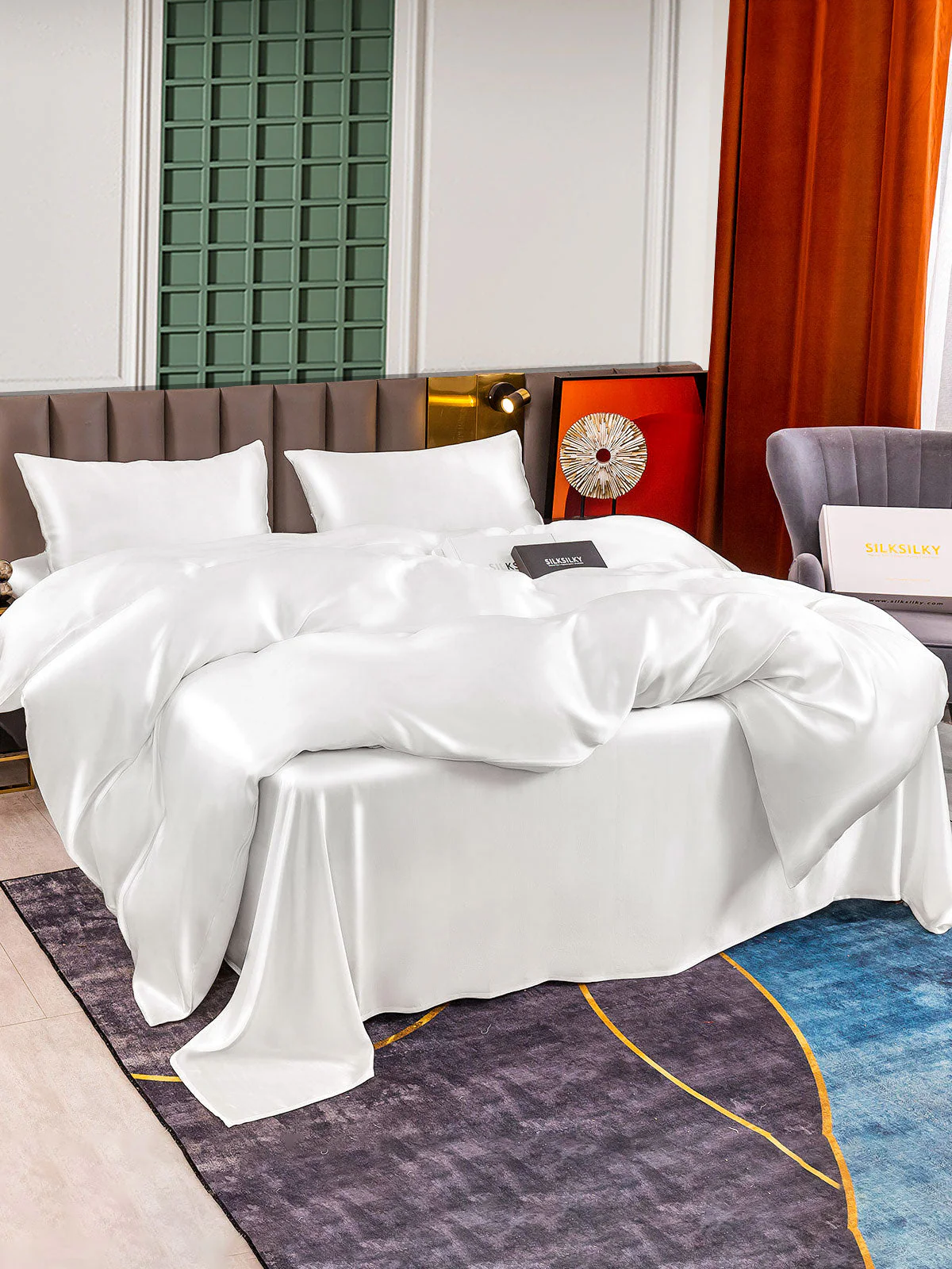 25Momme 4Pcs Silk Set Duvet Cover+Flat Sheet+2x Pillowcases - Image 2