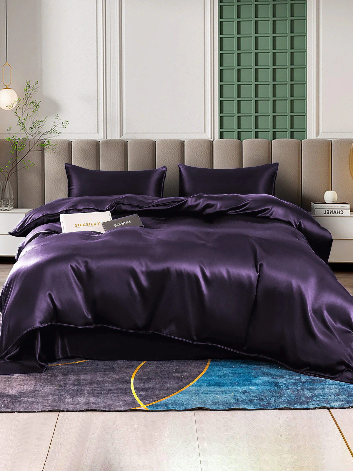 25Momme 4Pcs Silk Set Duvet Cover+Flat Sheet+2x Pillowcases - Image 23