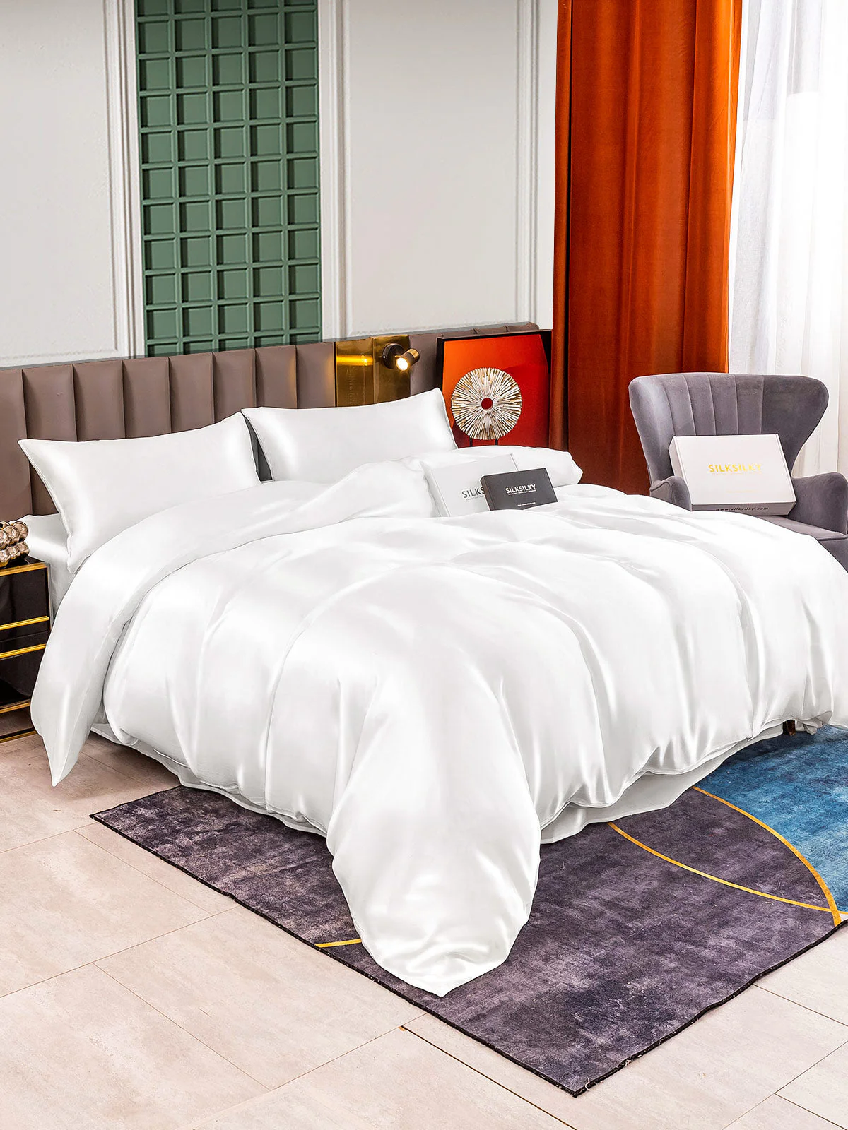 25Momme 4Pcs Silk Set Duvet Cover+Flat Sheet+2x Pillowcases - Image 3