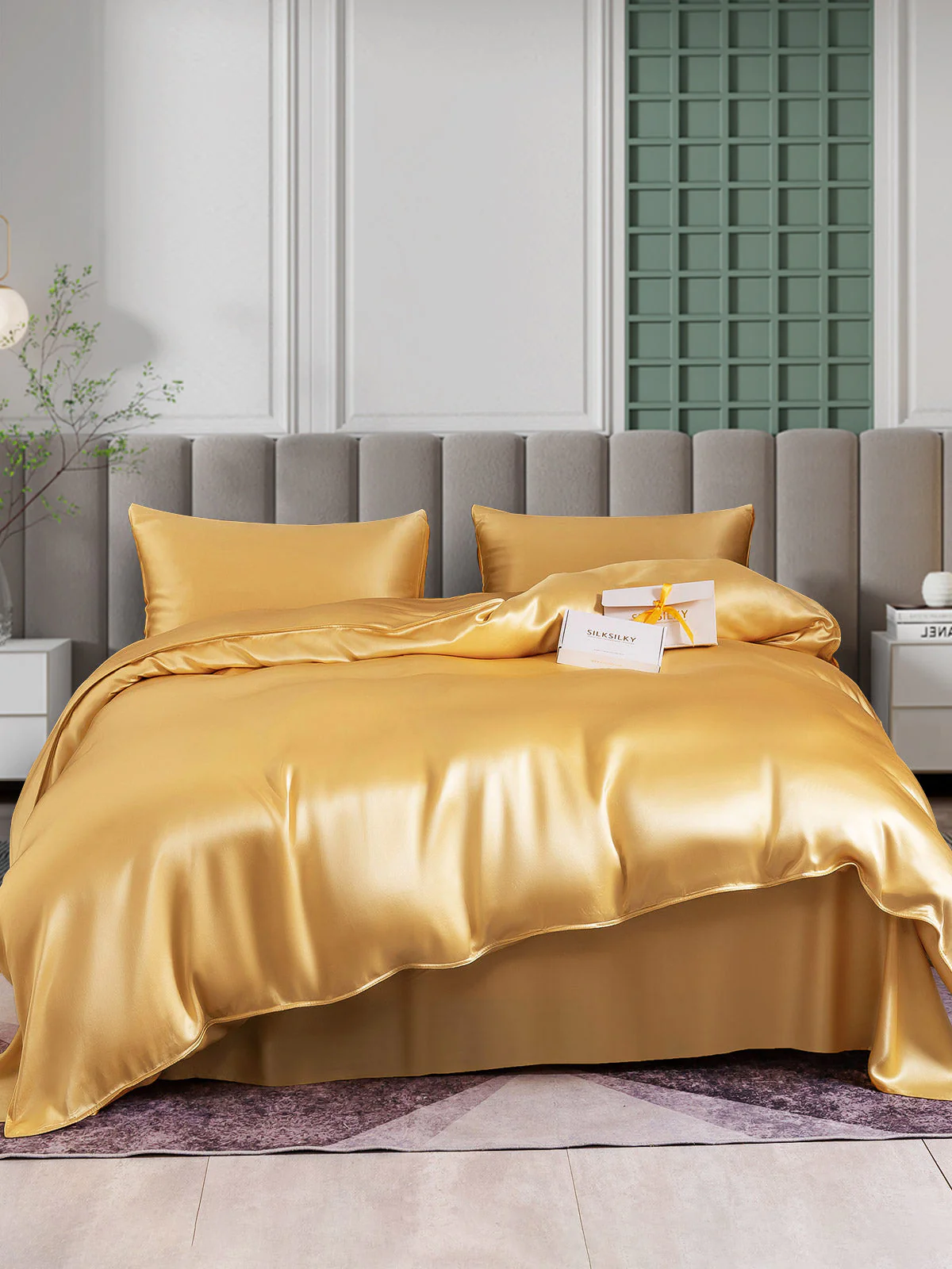 25Momme 4Pcs Silk Set Duvet Cover+Flat Sheet+2x Pillowcases - Image 30