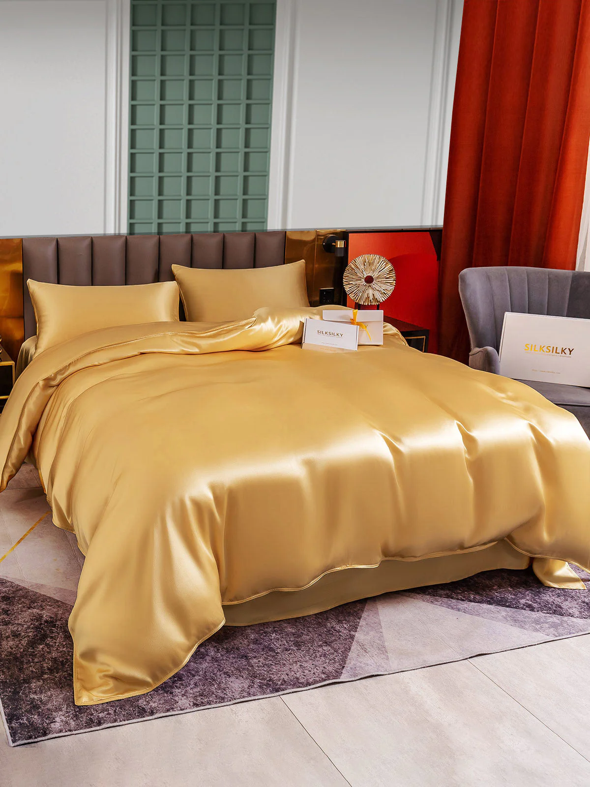 25Momme 4Pcs Silk Set Duvet Cover+Flat Sheet+2x Pillowcases - Image 33