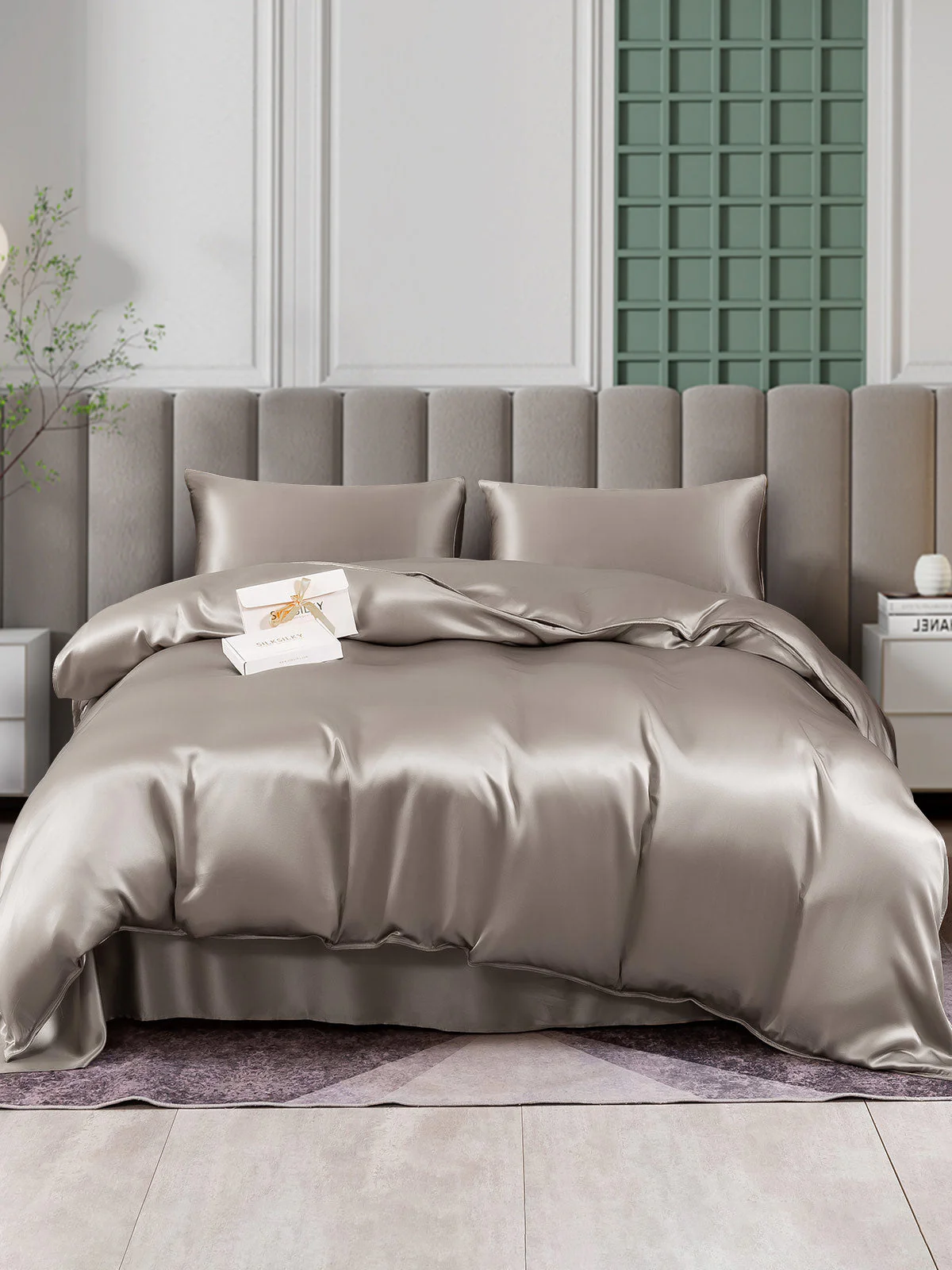 25Momme 4Pcs Silk Set Duvet Cover+Flat Sheet+2x Pillowcases - Image 34