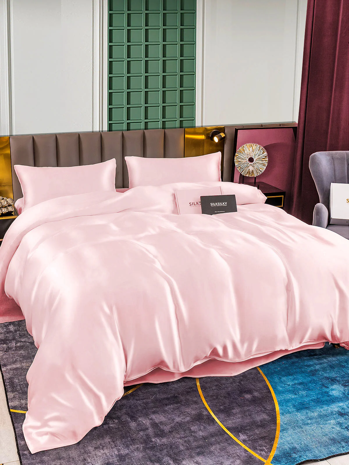 25Momme 4Pcs Silk Set Duvet Cover+Flat Sheet+2x Pillowcases - Image 40
