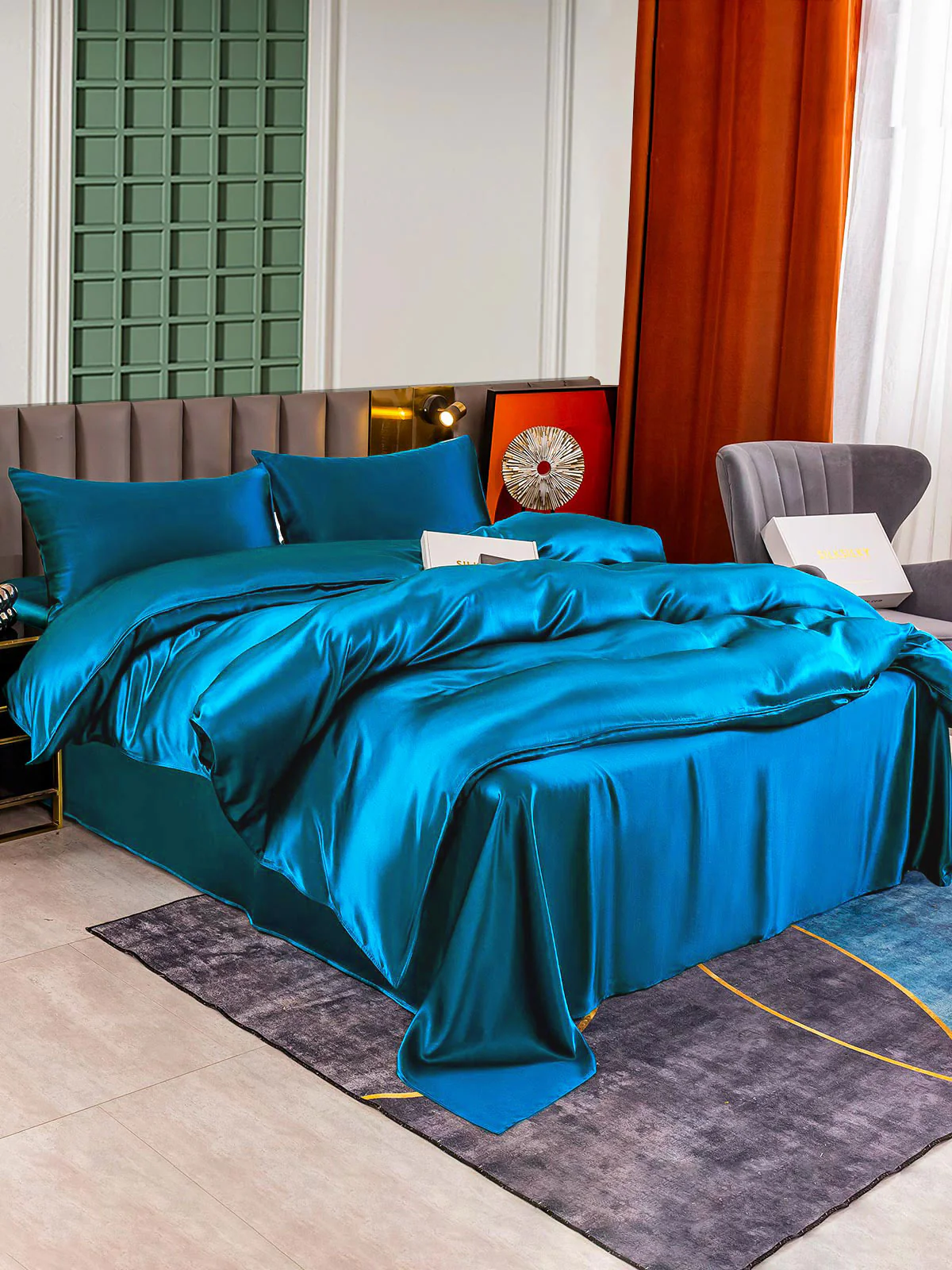 25Momme 4Pcs Silk Set Duvet Cover+Flat Sheet+2x Pillowcases - Image 50