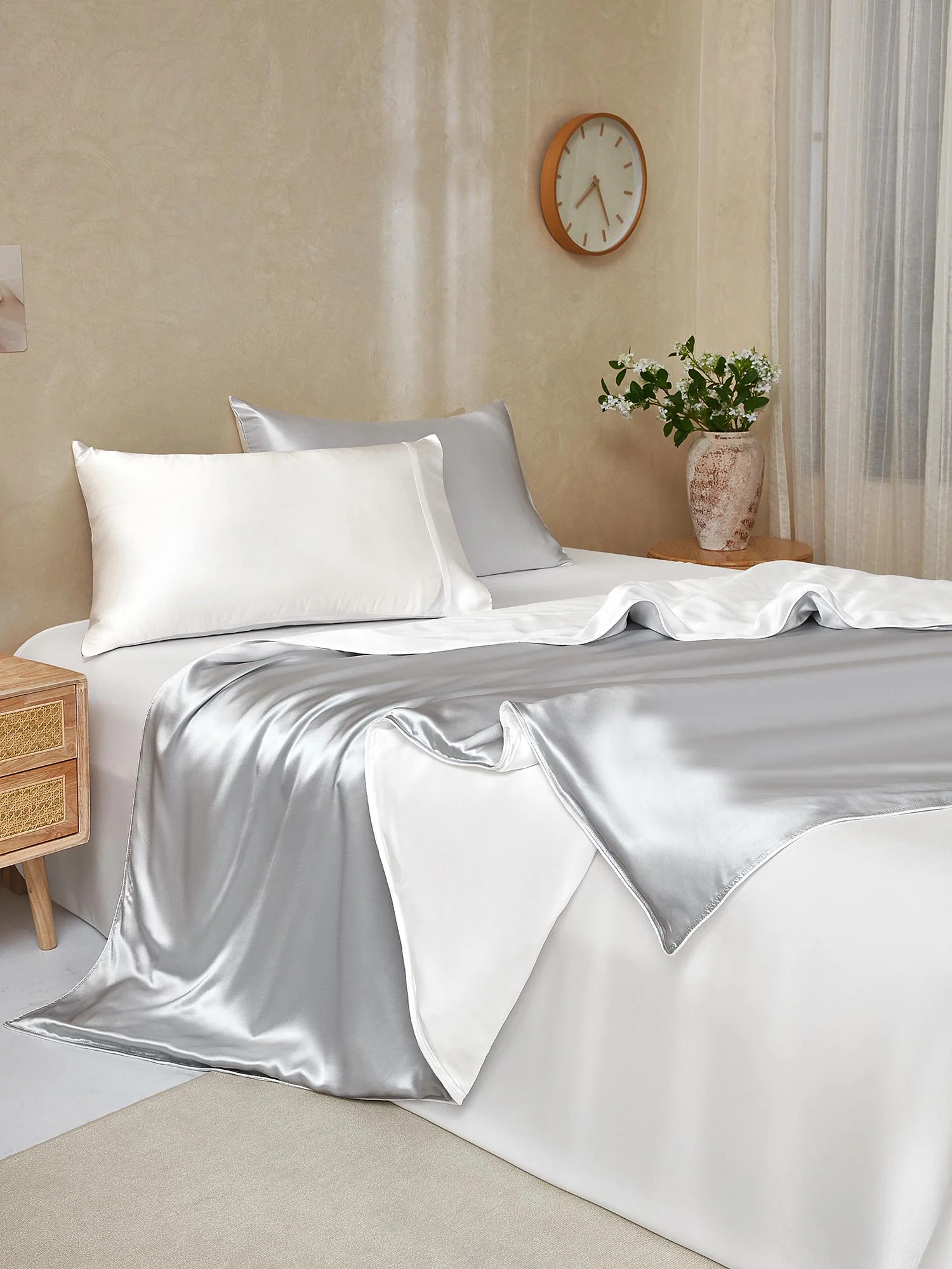 25Momme 4Pcs Silk Set Duvet Cover+Flat Sheet+2x Pillowcases - Image 58