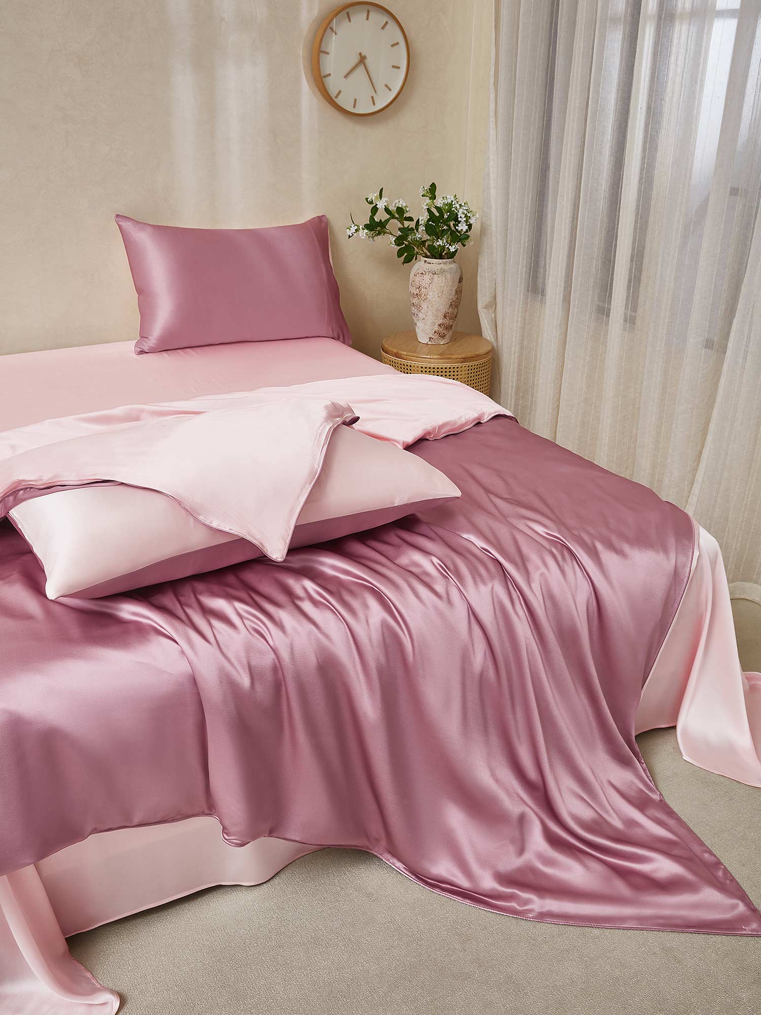25Momme 4Pcs Silk Set Duvet Cover+Flat Sheet+2x Pillowcases - Image 65