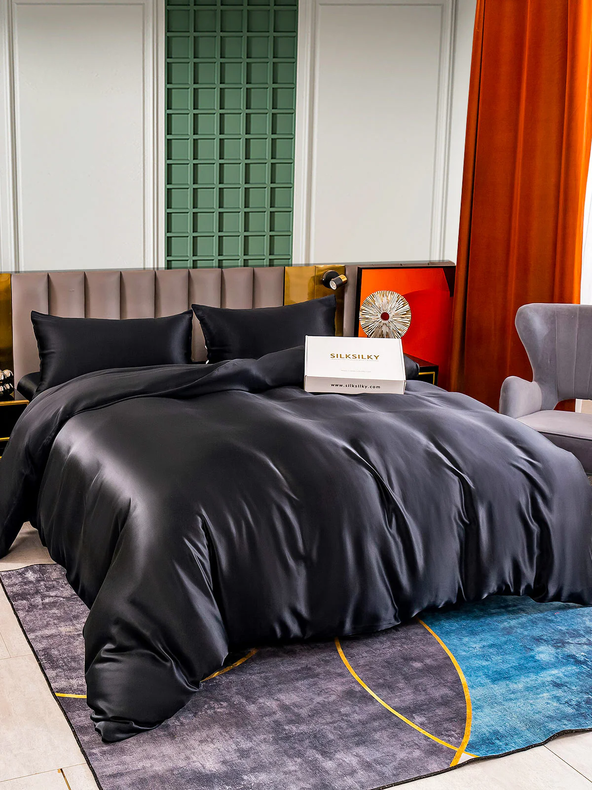 25Momme 4Pcs Silk Set Duvet Cover+Flat Sheet+2x Pillowcases - Image 7