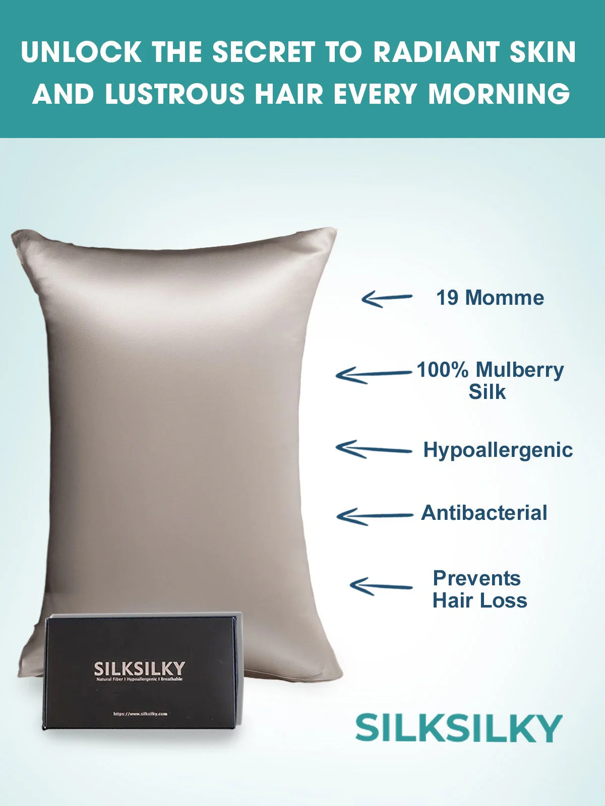 2Pcs 19Momme Pure Silk Pillowcases Bundle - Hidden Zipper - Image 78