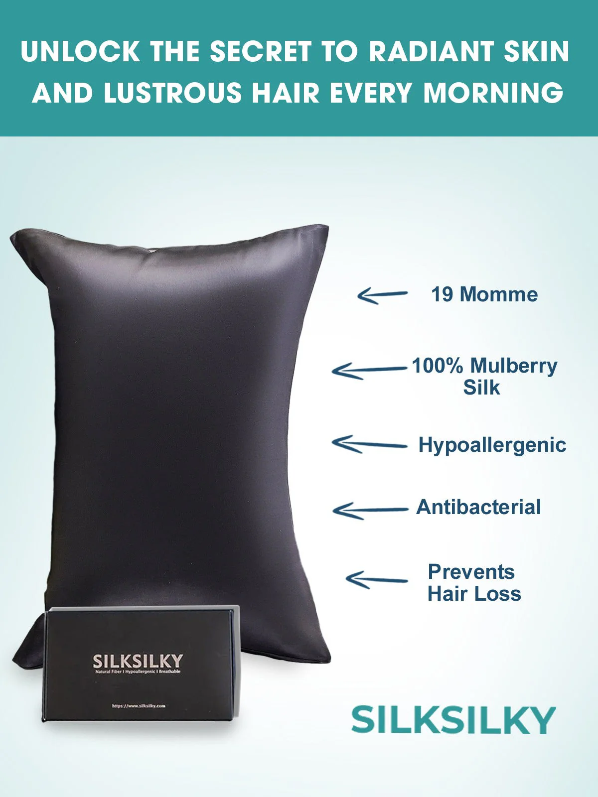 2Pcs 19Momme Pure Silk Pillowcases Bundle - Hidden Zipper - Image 9