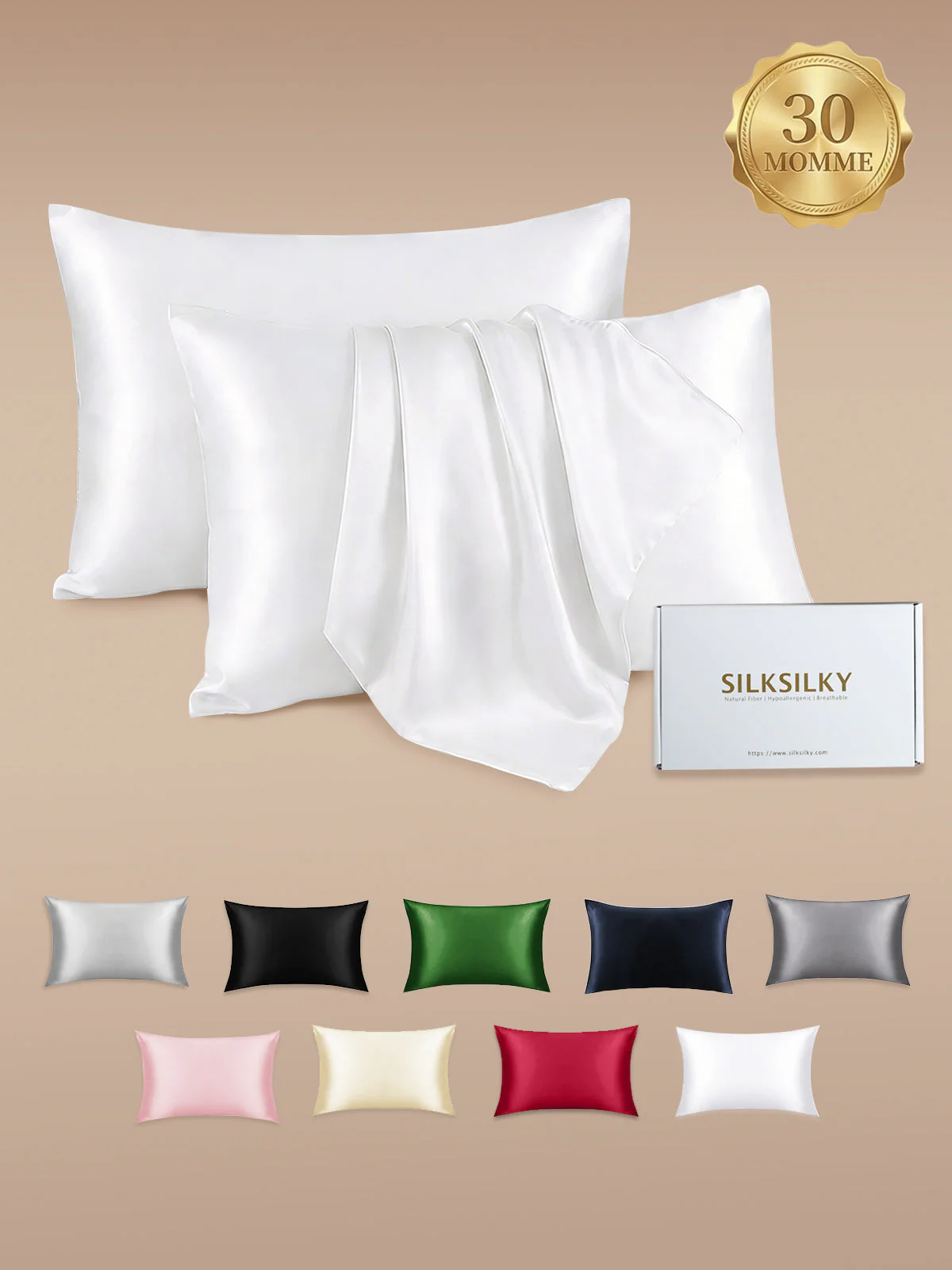 2Pcs 30Momme 100% Silk Pillowcases Bundle- Hidden Zipper