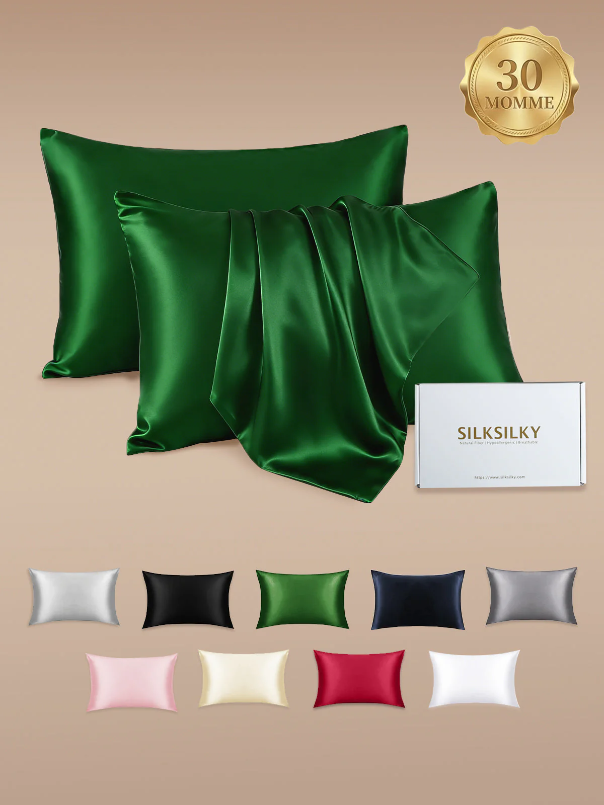 2Pcs 30Momme 100% Silk Pillowcases Bundle- Hidden Zipper - Image 15