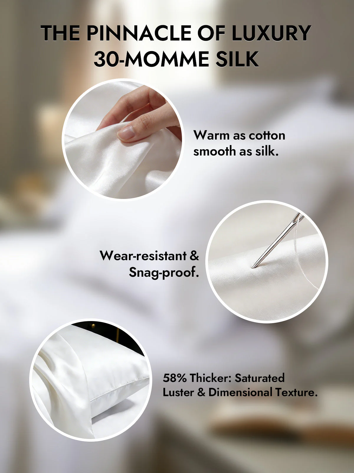 2Pcs 30Momme 100% Silk Pillowcases Bundle- Hidden Zipper - Image 2
