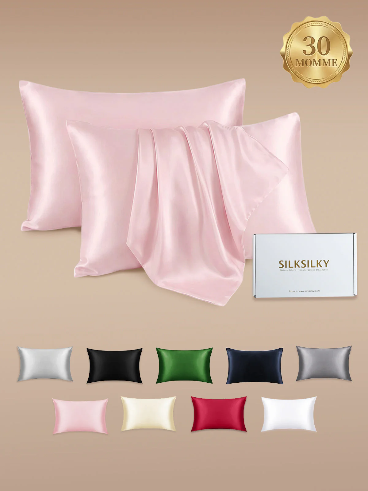 2Pcs 30Momme 100% Silk Pillowcases Bundle- Hidden Zipper - Image 22
