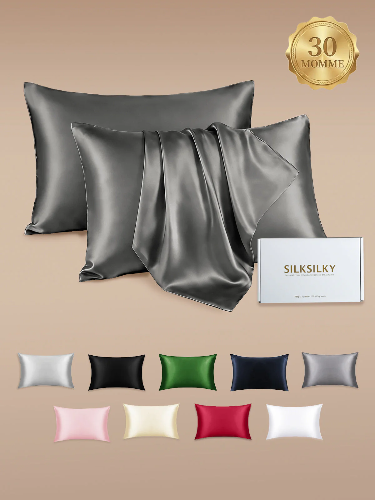 2Pcs 30Momme 100% Silk Pillowcases Bundle- Hidden Zipper - Image 36