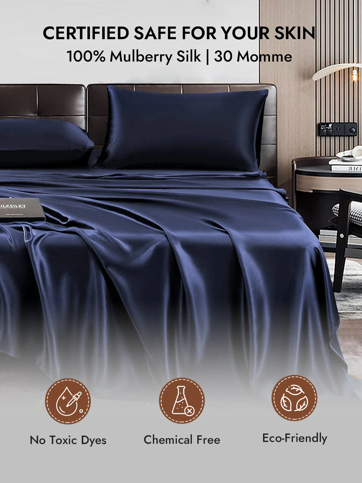 2Pcs 30Momme 100% Silk Pillowcases Bundle- Hidden Zipper - Image 49