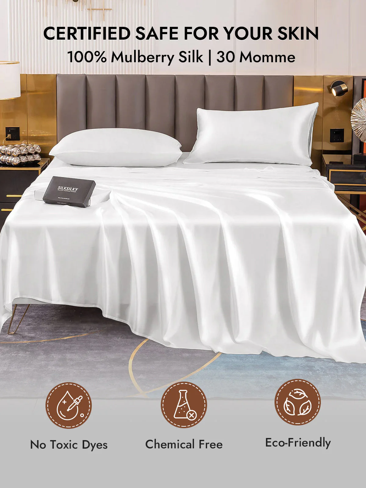 2Pcs 30Momme 100% Silk Pillowcases Bundle- Hidden Zipper - Image 7
