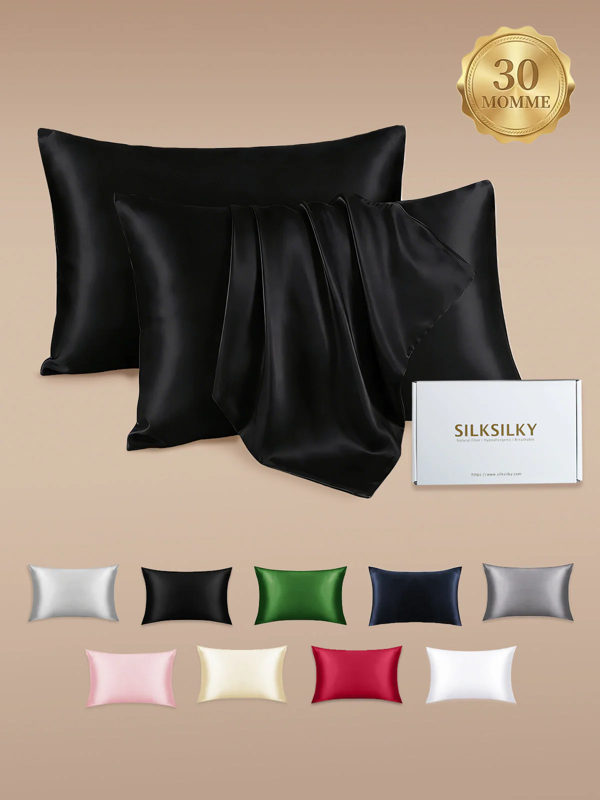 2Pcs 30Momme 100% Silk Pillowcases Bundle- Hidden Zipper - Image 8