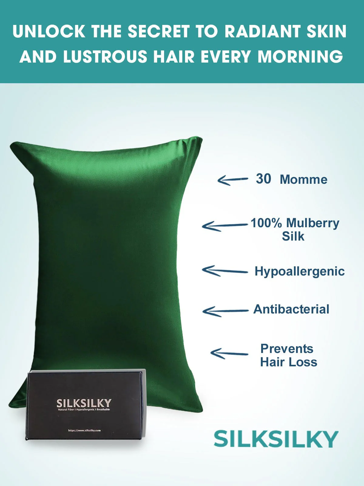 30Momme Luxurious 100% Silk Pillowcase - Hidden Zipper - Image 16