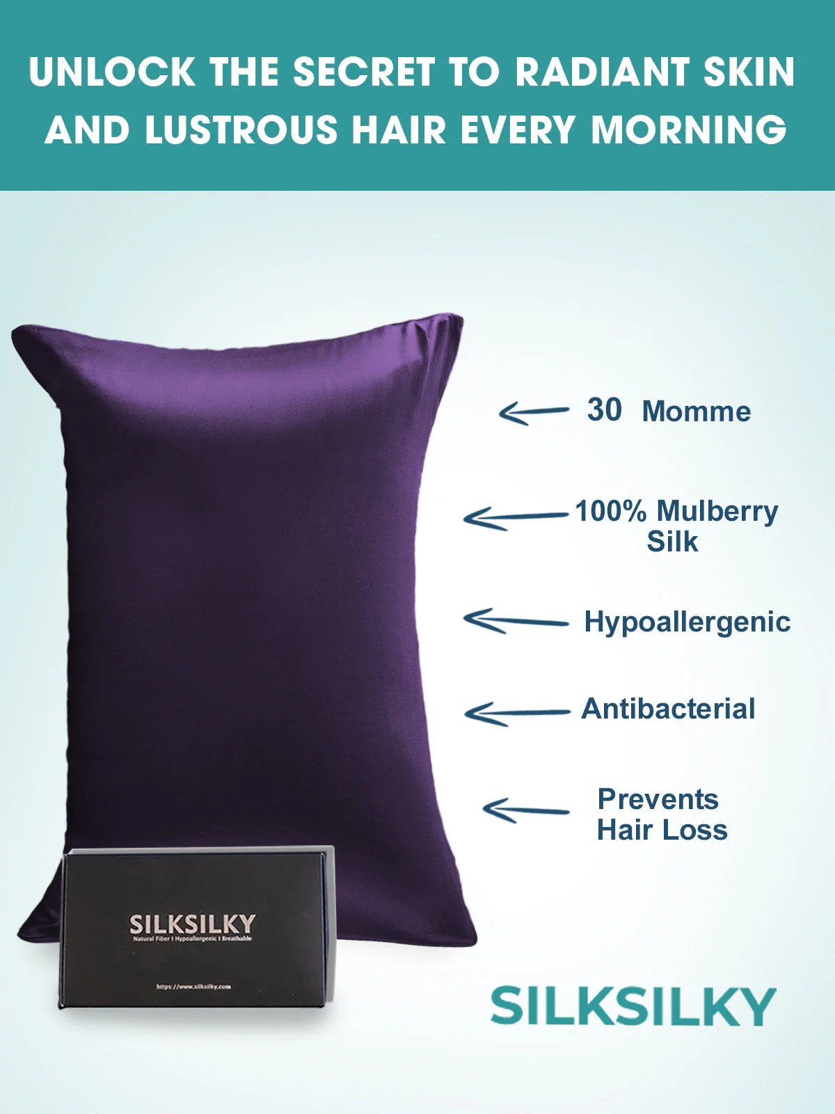 30Momme Luxurious 100% Silk Pillowcase - Hidden Zipper - Image 52