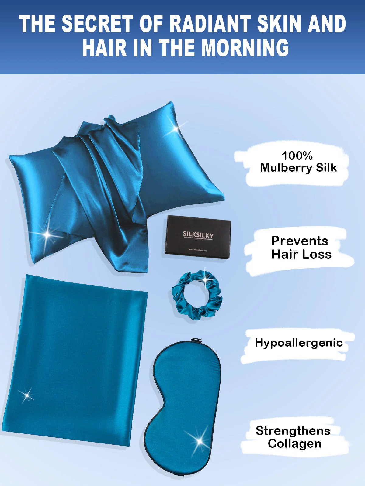 19Momme Silk Skin-Friendly Beauty Sleep Set (Hidden Zipper Pillowcase) - Image 18